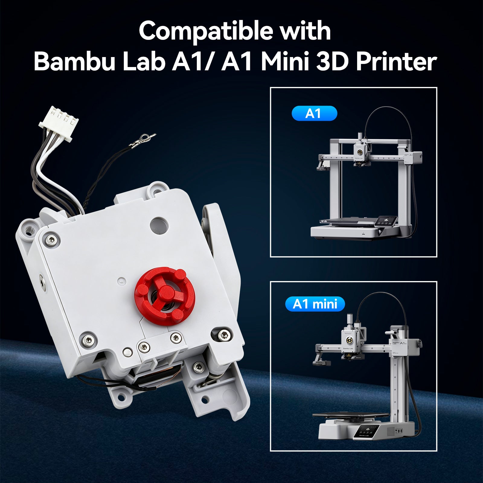 Hardened Steel Dual Gear Extruder Assembly Kit for Bambu Lab A1 A1 Mini 3D Printer – Replacement Extruder Upgrade