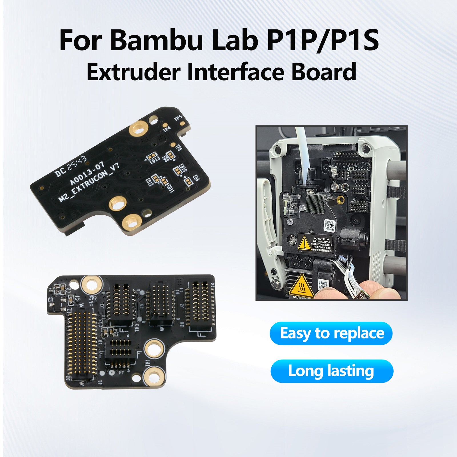 Extruder Interface Board for Bambu Lab P1 Series 3D Printer – Stable Signal Transmission & Reliable Connection Upgrade