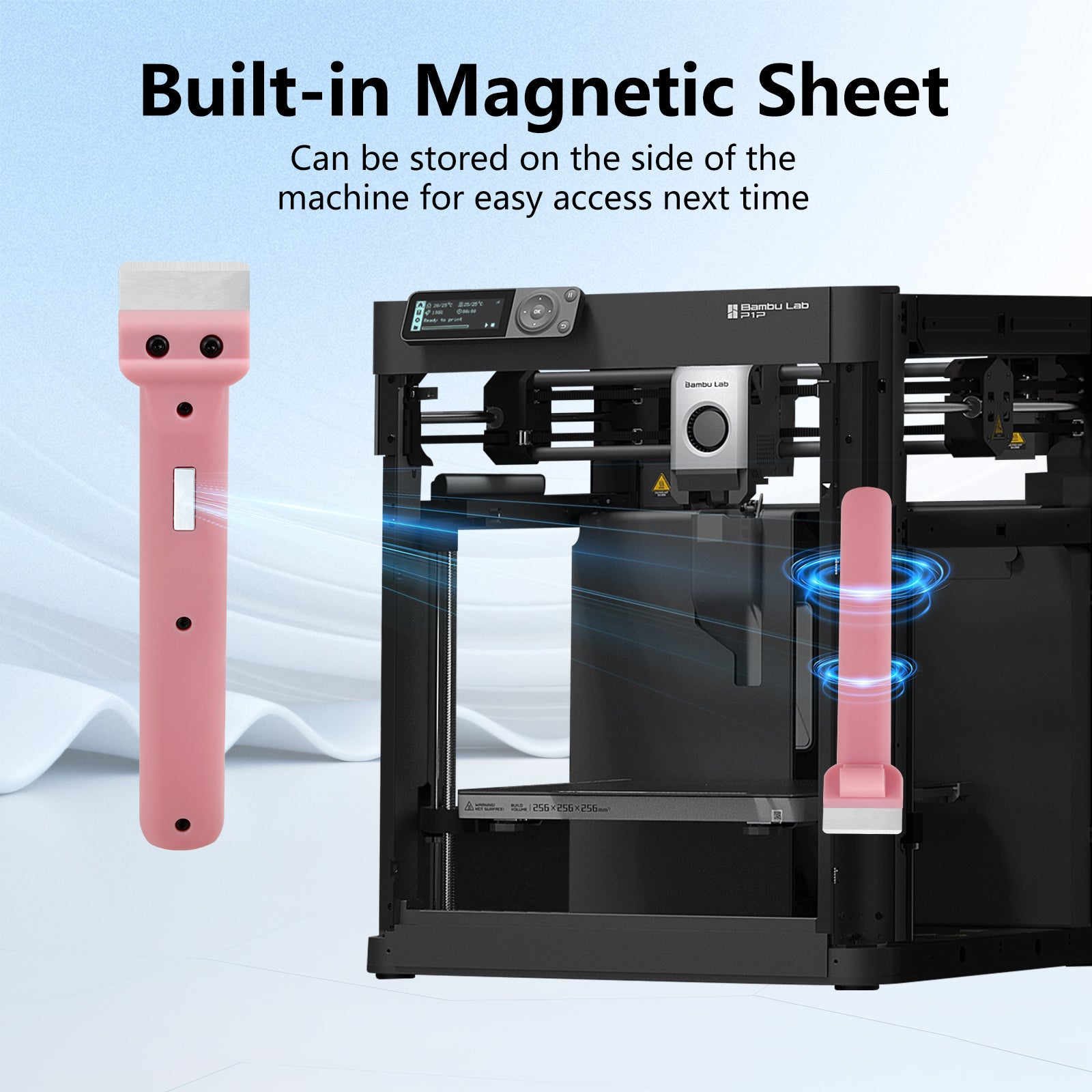 SK5 Steel Blade 3D Printer Scraper for Bambu Lab A1 Mini / P1 / X1 – Durable Print Removal Tool, No Damage Build Plate, Plastic Handle
