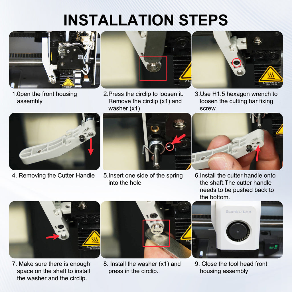 Cutting Blade Filament Push Lever for Bambu Lab X1 / P1 – Compatible Extruder Cutter Replacement Kit
