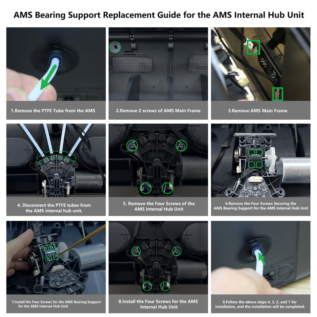 AMS Five-Way Bearing Support Bracket for Bambu Lab AMS Internal Hub Unit