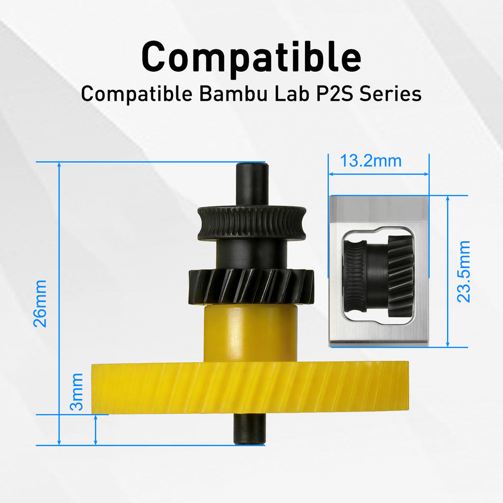 Upgraded Hardened Steel Extruder Gear for Bambu Lab P2S, High Strength Wear-Resistant Extruder Drive Gear Kit