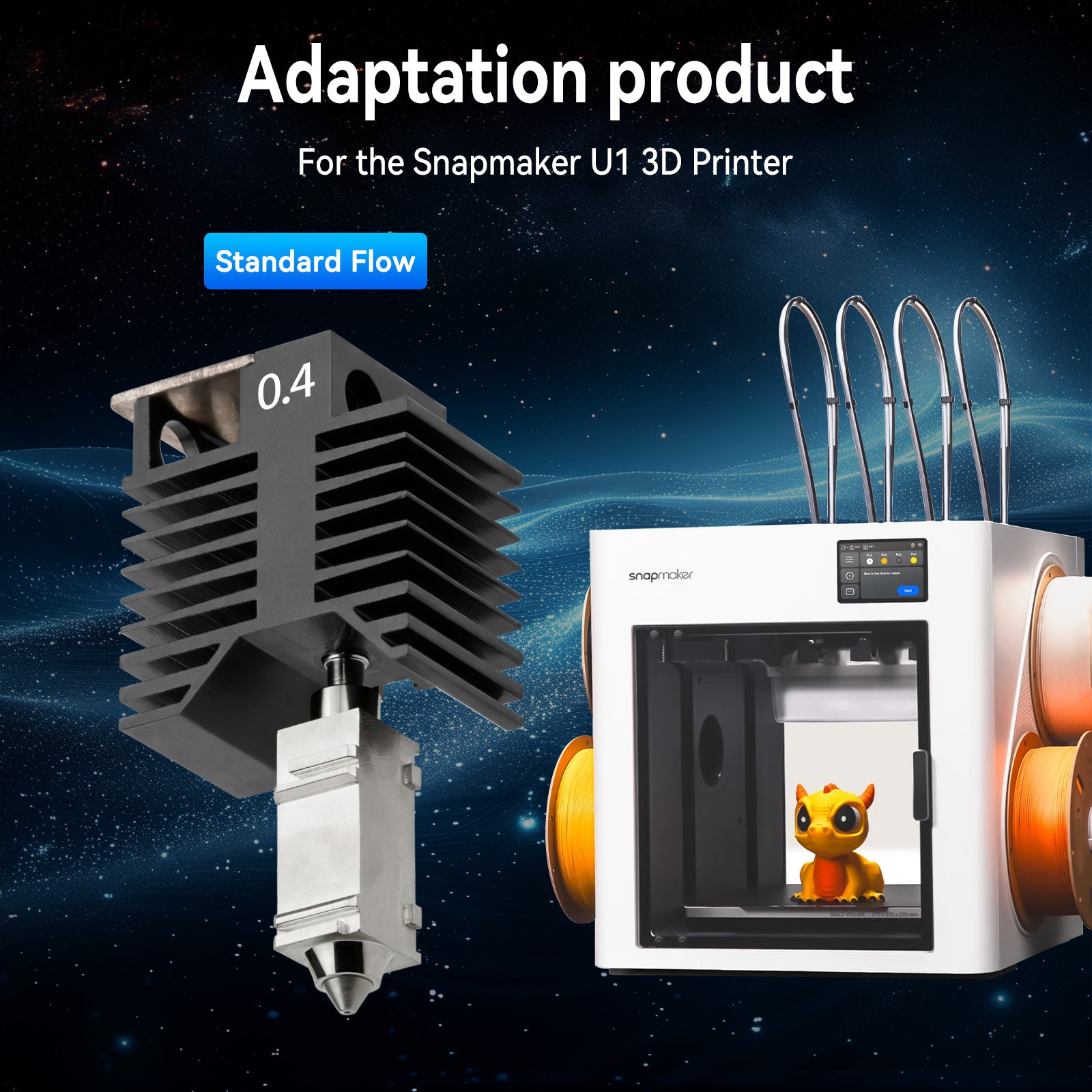 Hardened Steel Nozzle Hotend for Snapmaker U1 3D Printer – High Temperature Wear-Resistant Extruder Upgrade