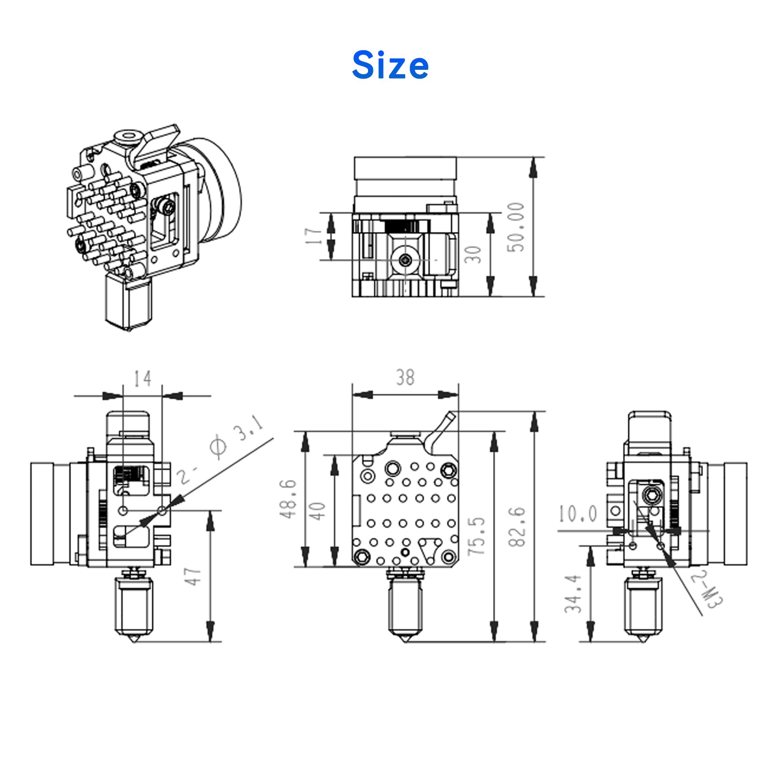 M6 Direct Drive Extruder Dual Gear Extruder DIY 3D Printer Kit