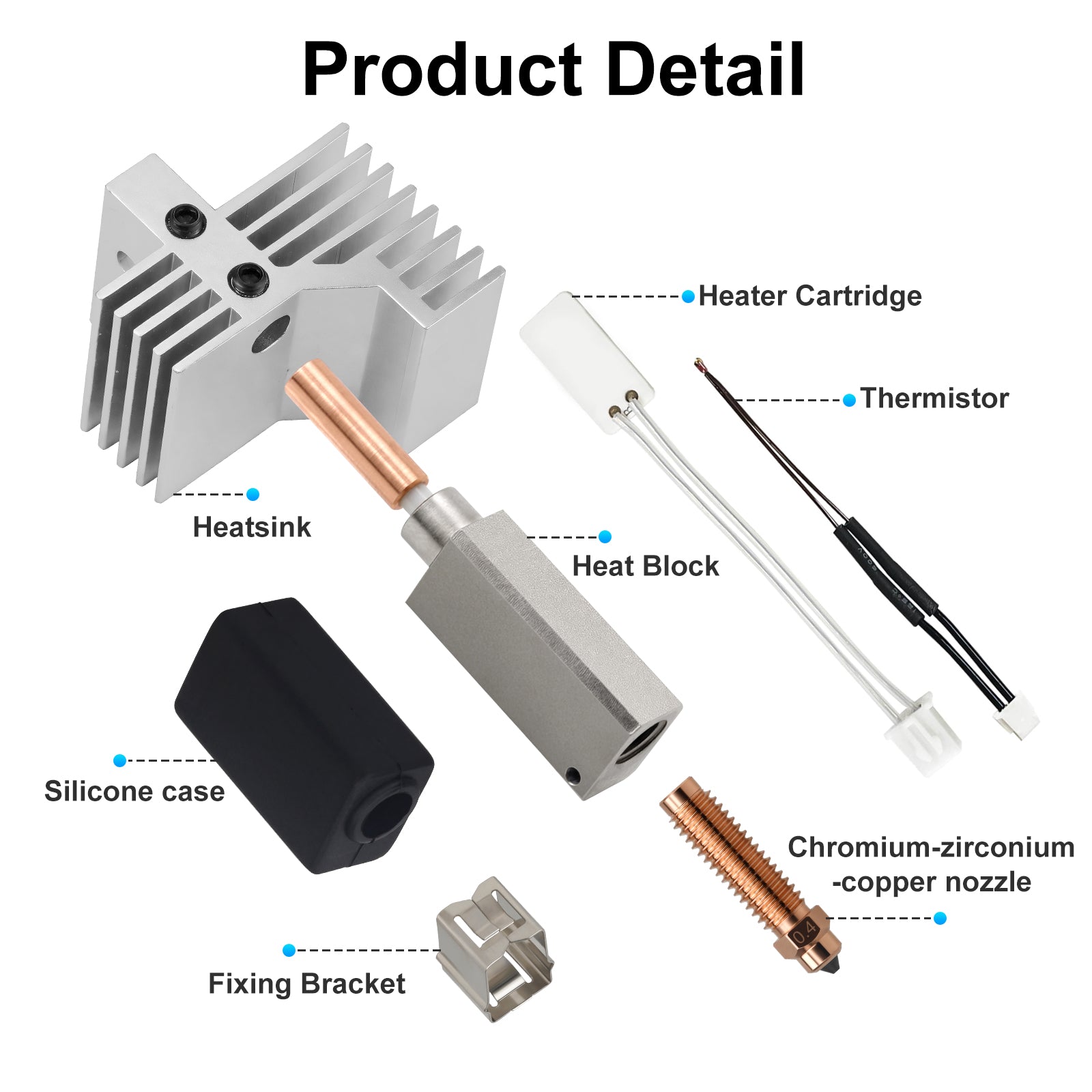 Upgraded Ceramic Heat Break Hotend Kit for Elegoo Centauri Carbon | High Temp Resistant, Smooth Extrusion, Anti-Clog