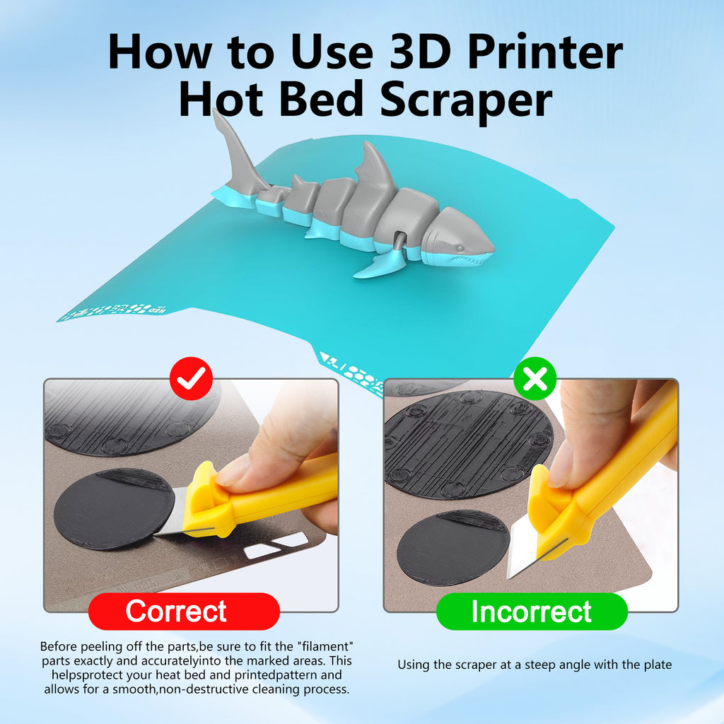 3D Print Removal Tool with SK5 Steel Blade for Bambu Lab A1 Mini P1 X1 – Fast Cleaning Build Plate Scraper with Comfortable Grip Handle