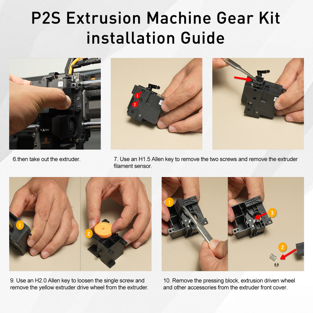 Nickel-Plated Hardened Steel Extruder Gear Kit for Bambu Lab P2S – Wear-Resistant Upgrade for Smooth & Stable Filament Feeding